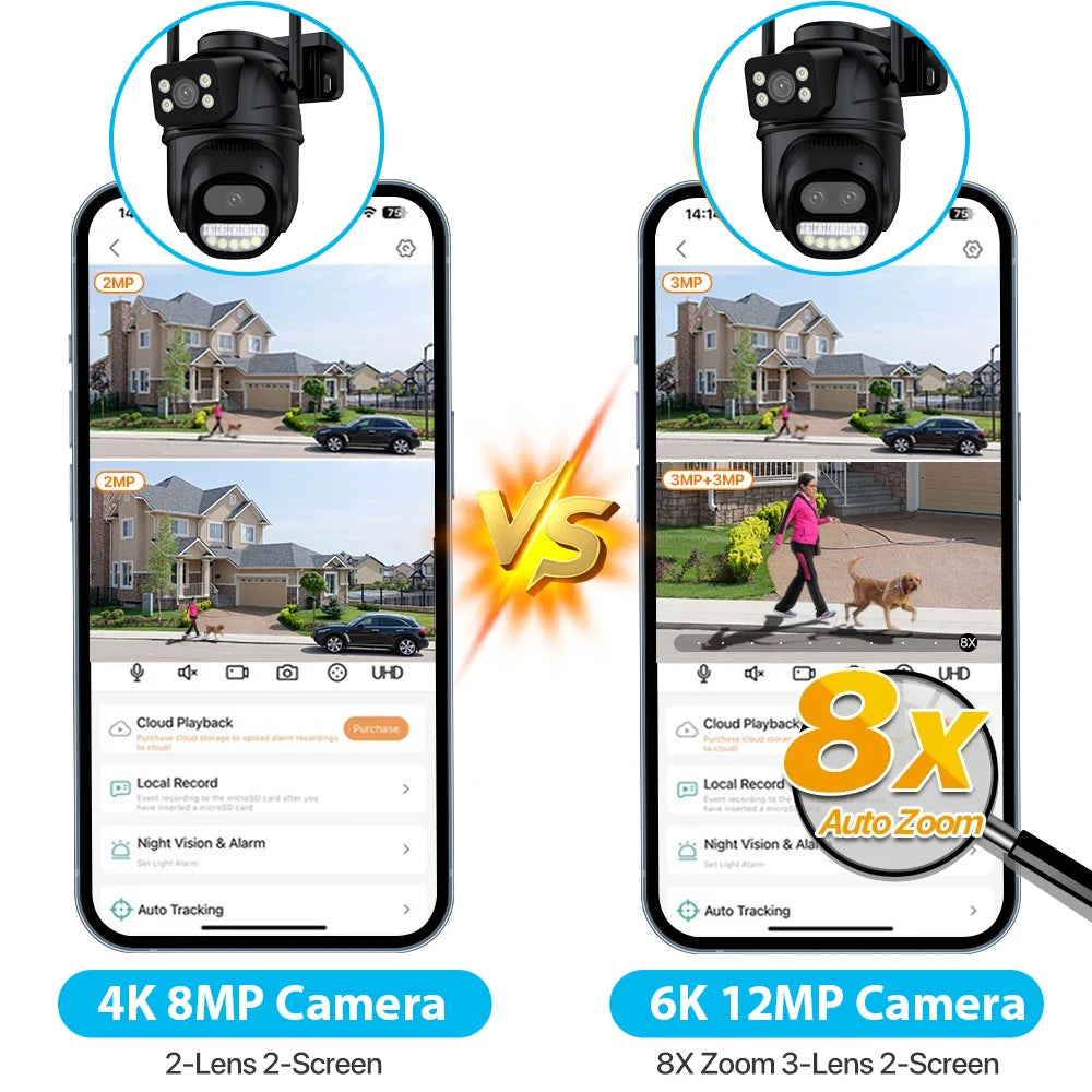 💎 6K Dual Lens PTZ Cam 12MP CCTV with 8X Zoom & Dual View 💫 Mary's For You