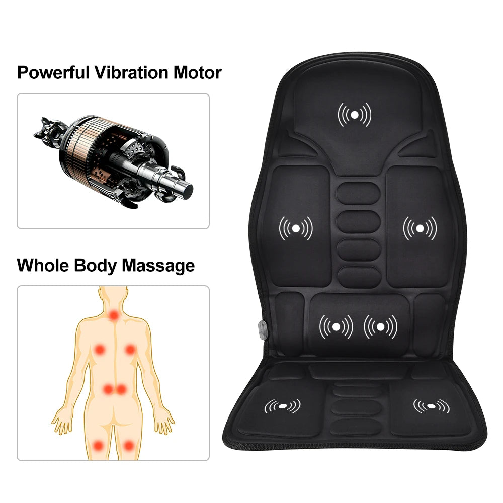 🔥💺 VibraHeat Massage Pad Lumbar & Shoulder Relief for Car & Office 💫 Mary's For You