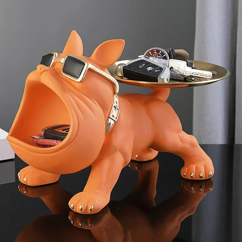 💎 Bulldog Resin Statue – Elegant Dog Sculpture & Storage Tray Mary's For You