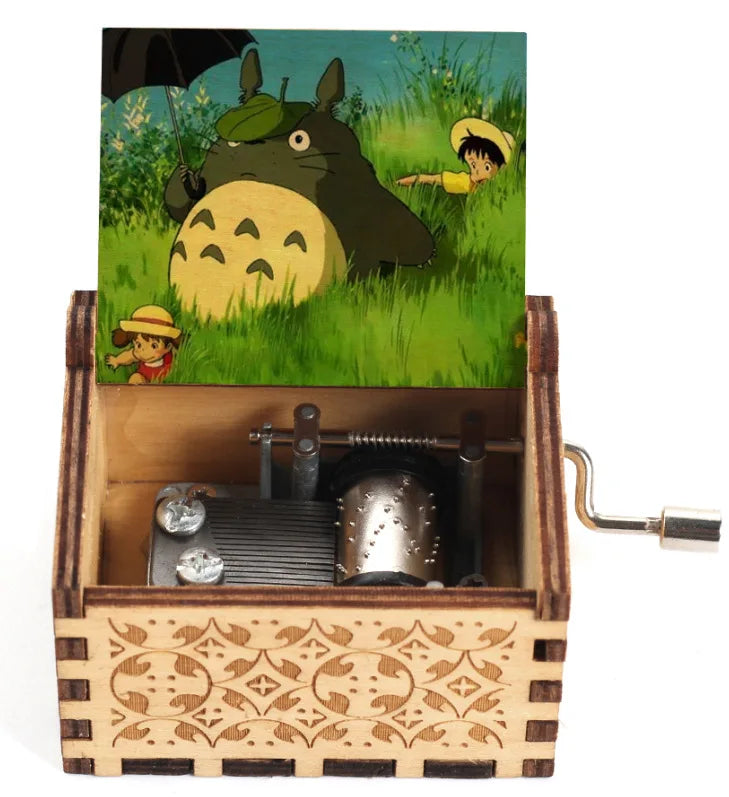 ✨ Totoro Wooden Music Box 🎵 Hand-Cranked Gift with Painted Charm Mary's For You