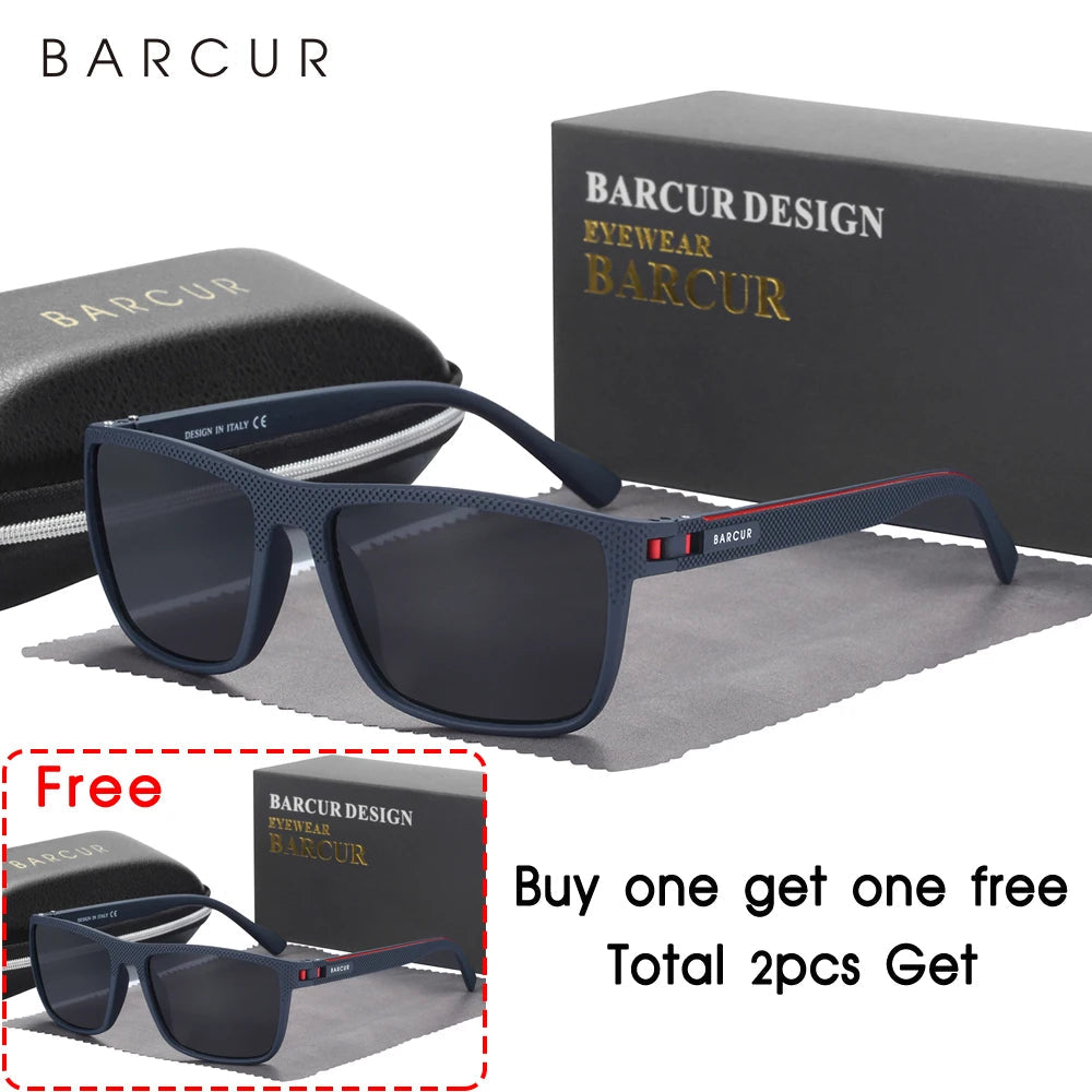 BARCUR Design TR90 Sunglasses Men Polarized Light Weight Sports Sun Glasses Women Eyewear Accessory Oculos UVAB Protection Mary's For You