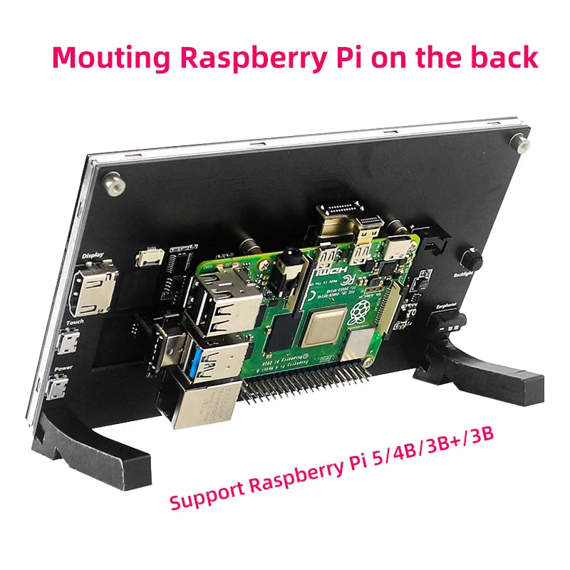 7 Inch Portable Display IPS LCD Capacitive Touch Screen 1024x600 Monitor Optional Speakers for Raspberry Pi 5 4B 3B+ Laptop PC Mary's For You