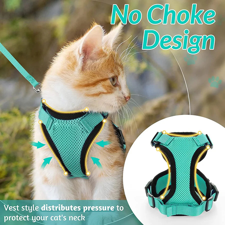 ✨ EasyControl Cat Harness – Soft Adjustable Escape-Proof Walking Vest with Leash Mary's For You