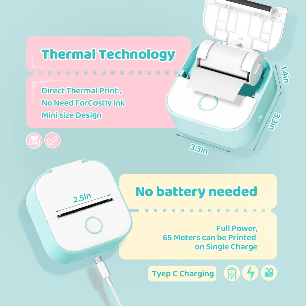 🖨️ PrintiePocket T02 – Wireless Mini Sticker Printer for Journals, DIY & Student Gifts Mary's For You