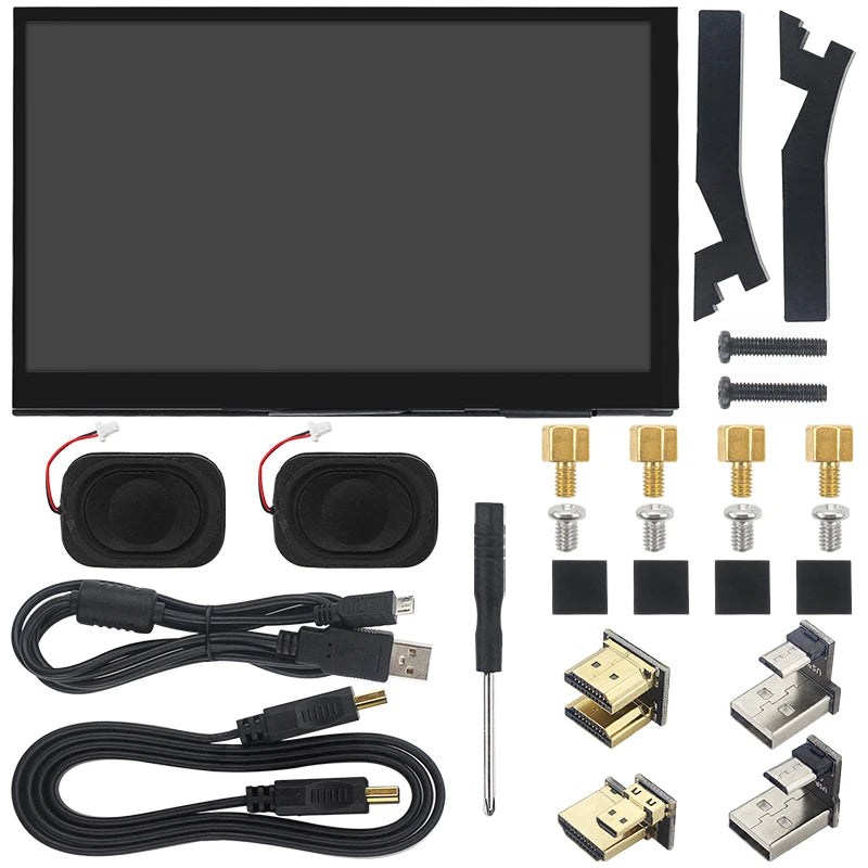 7 Inch Portable Display IPS LCD Capacitive Touch Screen 1024x600 Monitor Optional Speakers for Raspberry Pi 5 4B 3B+ Laptop PC Mary's For You