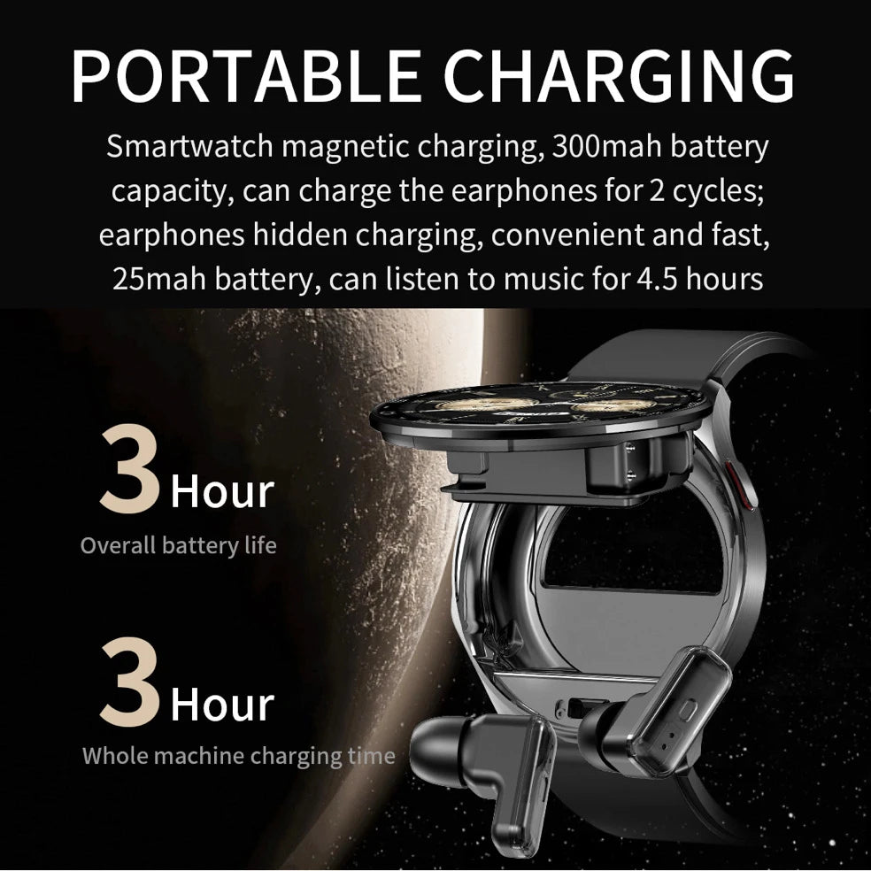 2 In 1 TWS Headset Smart Watch 1.39" Men Women Sport Fitness Heart Rate Health Watches Earphone Noise Reduction Music Smartwatch Mary's For You
