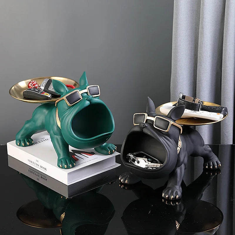 💎 Bulldog Resin Statue – Elegant Dog Sculpture & Storage Tray Mary's For You