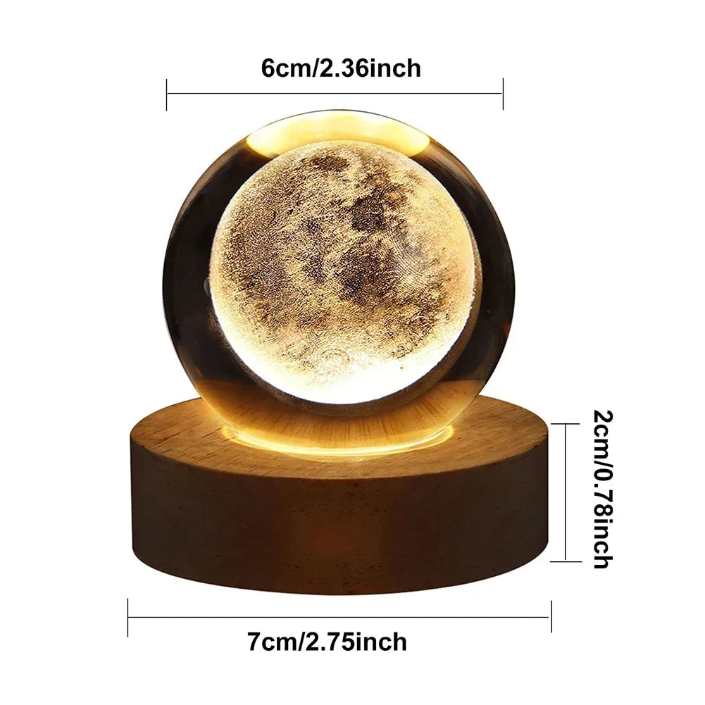 ✨ 3D Galaxy Crystal Lamp 🌌 USB Night Light with Planet Projections Mary's For You