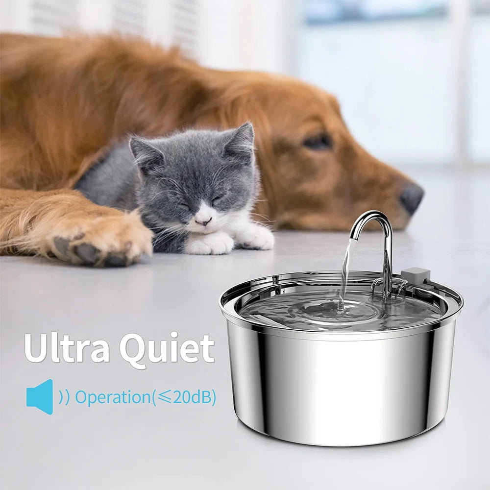 ✨ AquaPaw Stainless Steel Pet Fountain – Automatic USB Water Feeder for Cats & Dogs Mary's For You