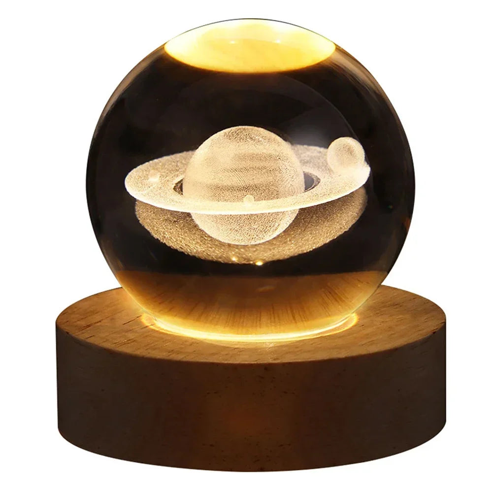✨ 3D Galaxy Crystal Lamp 🌌 USB Night Light with Planet Projections Mary's For You