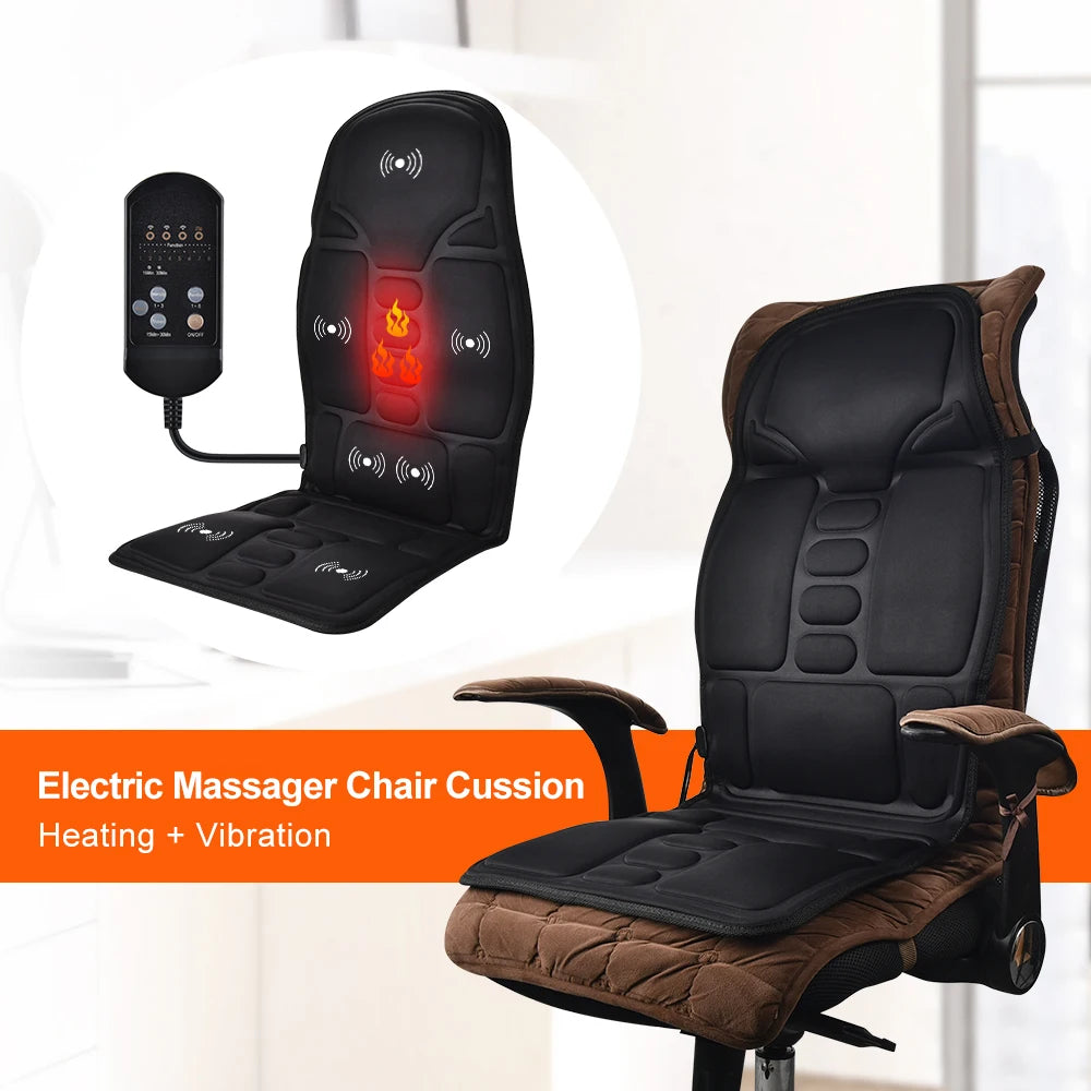 🔥💺 VibraHeat Massage Pad Lumbar & Shoulder Relief for Car & Office 💫 Mary's For You