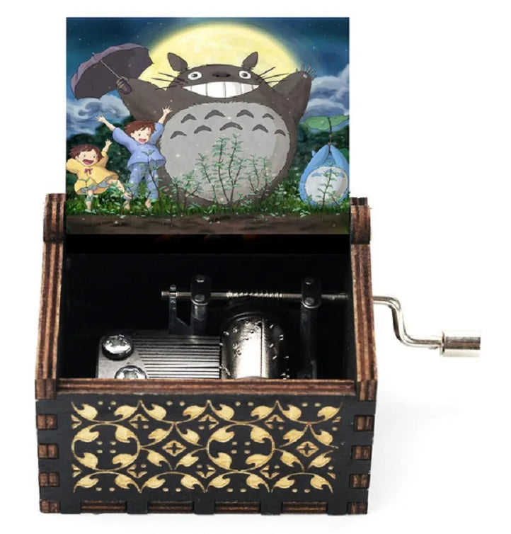 ✨ Totoro Wooden Music Box 🎵 Hand-Cranked Gift with Painted Charm Mary's For You