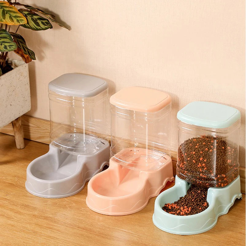 Pet automatic feeder cat drinking water bowl cat bowl dog bowl 3.8L large capacity combination grain storage barrel pet supplies Mary's For You