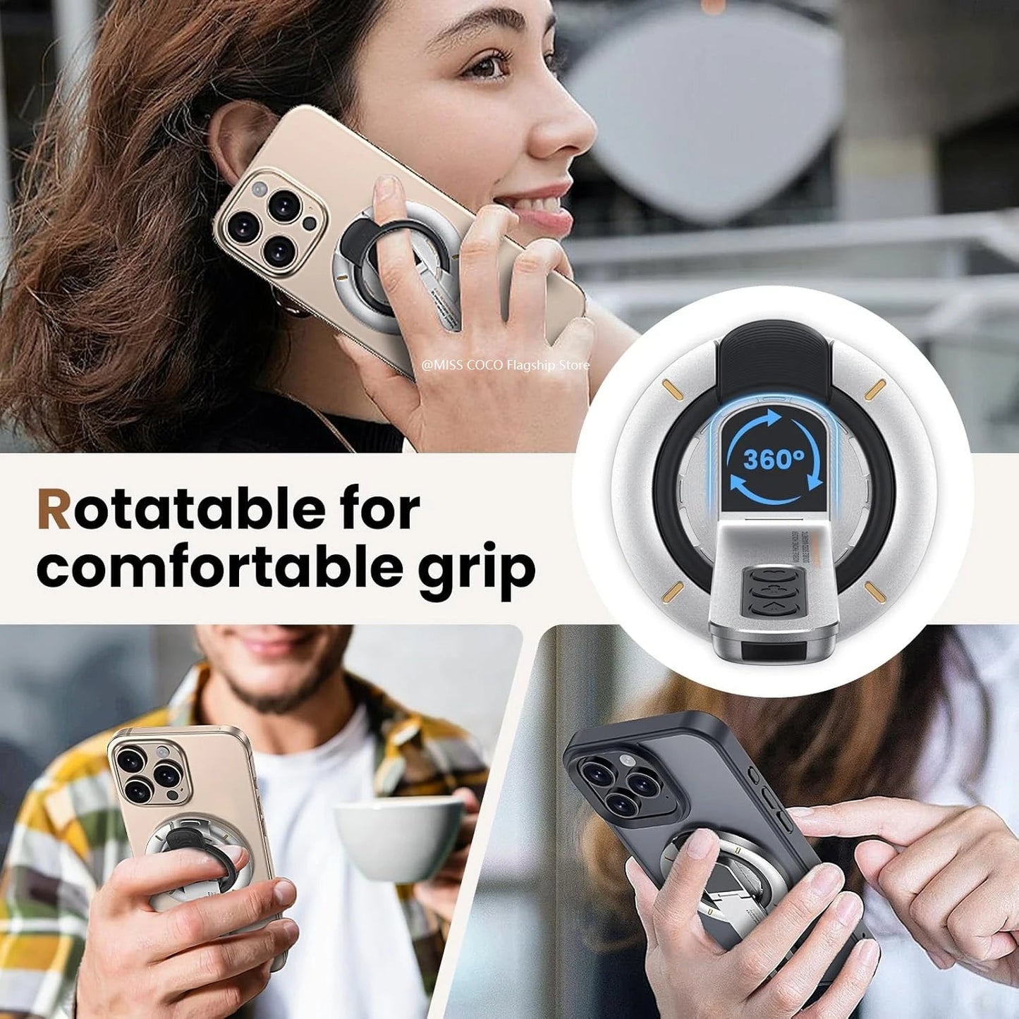 📱 MagSafe 3-in-1 Magnetic Phone Grip & Stand – Double-Sided Finger Ring Holder for iPhone 12–17 Series 📱 Mary's For You