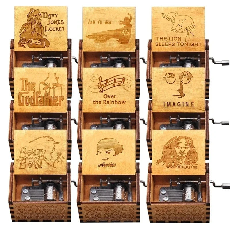 ✨ Theme Melody Music Box 🎶 Hand-Cranked Wooden Gift for Any Occasion Mary's For You