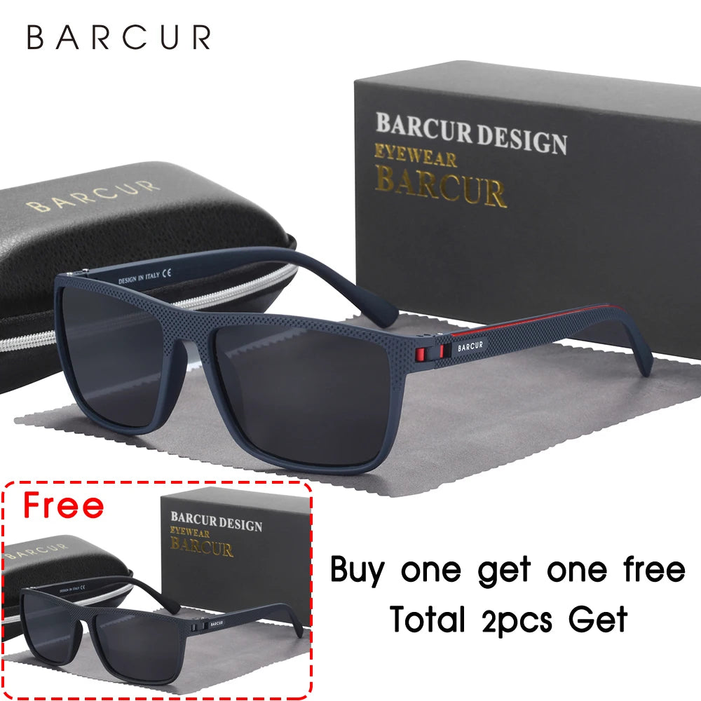 BARCUR Design TR90 Sunglasses Men Polarized Light Weight Sports Sun Glasses Women Eyewear Accessory Oculos UVAB Protection Mary's For You