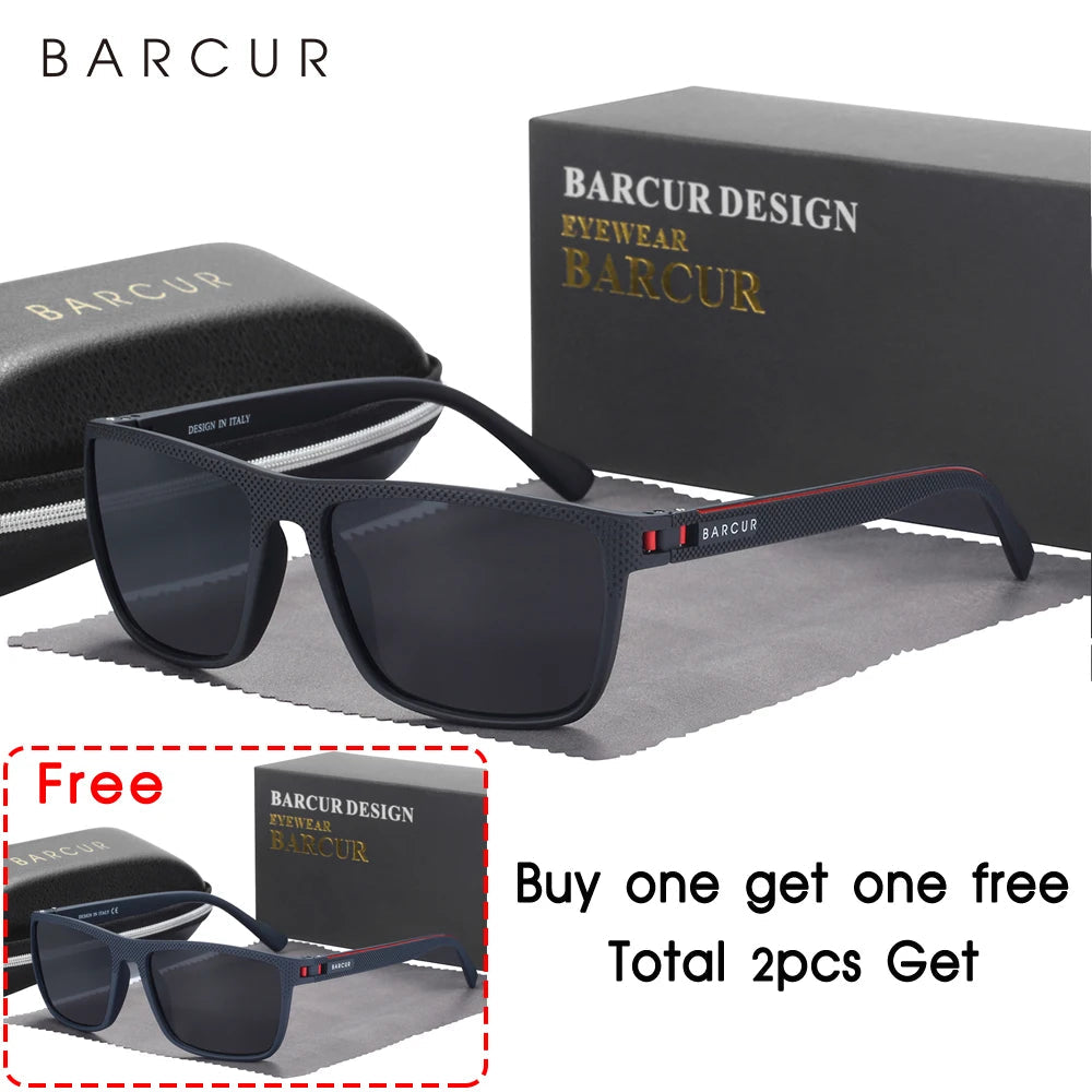 BARCUR Design TR90 Sunglasses Men Polarized Light Weight Sports Sun Glasses Women Eyewear Accessory Oculos UVAB Protection Mary's For You