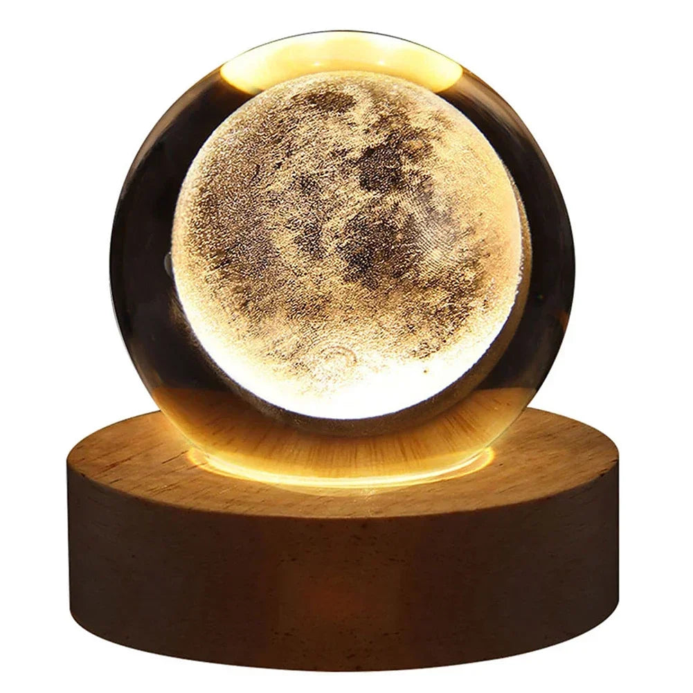 ✨ 3D Galaxy Crystal Lamp 🌌 USB Night Light with Planet Projections Mary's For You