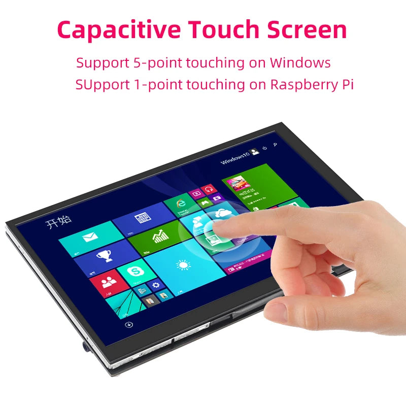 7 Inch Portable Display IPS LCD Capacitive Touch Screen 1024x600 Monitor Optional Speakers for Raspberry Pi 5 4B 3B+ Laptop PC Mary's For You