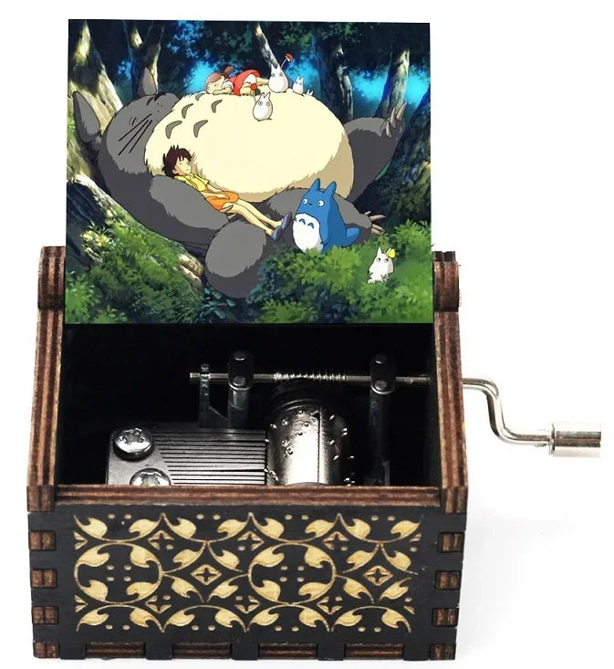 ✨ Totoro Wooden Music Box 🎵 Hand-Cranked Gift with Painted Charm Mary's For You