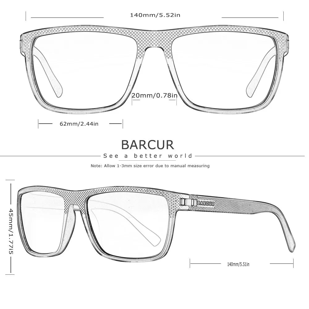 BARCUR Design TR90 Sunglasses Men Polarized Light Weight Sports Sun Glasses Women Eyewear Accessory Oculos UVAB Protection Mary's For You