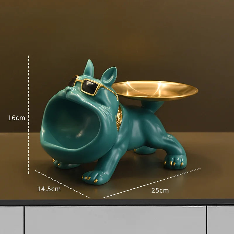 💎 Bulldog Resin Statue – Elegant Dog Sculpture & Storage Tray Mary's For You
