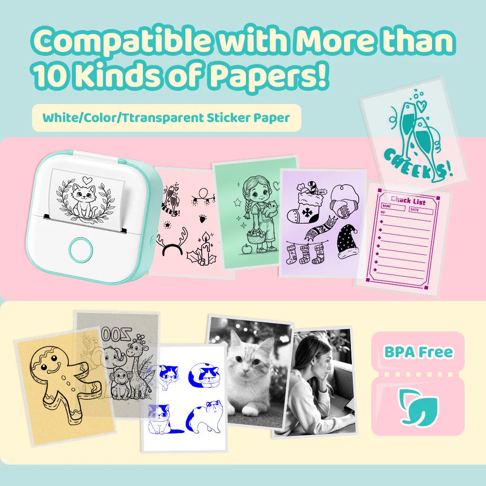 🖨️ PrintiePocket T02 – Wireless Mini Sticker Printer for Journals, DIY & Student Gifts Mary's For You