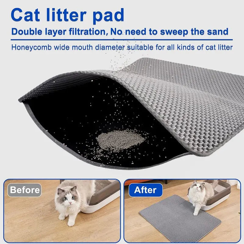 Pet Cat Litter Mat Waterproof Double Layer Cat Litter Trapping Pet Litter Box Mat Clean Pad Products For Cats Accessories Mary's For You