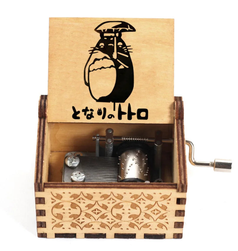 ✨ Totoro Wooden Music Box 🎵 Hand-Cranked Gift with Painted Charm Mary's For You