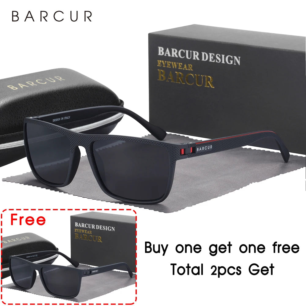 BARCUR Design TR90 Sunglasses Men Polarized Light Weight Sports Sun Glasses Women Eyewear Accessory Oculos UVAB Protection Mary's For You