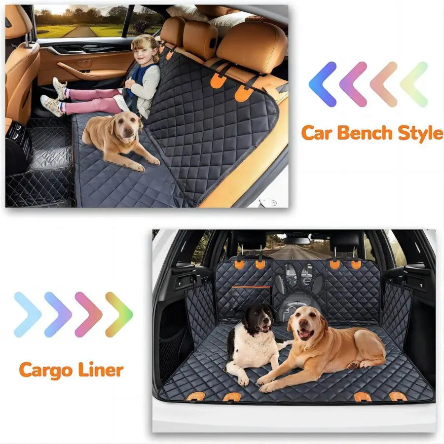 Dog Car Seat Cover for Back Seat, 100% Waterproof Dog Car Hammock with Visual Mesh Window and Side Zipper Car Seat & Door Protec Mary's For You