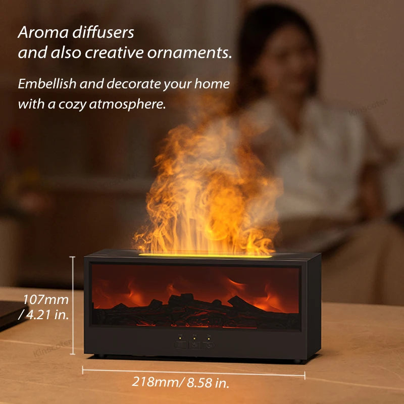 🔥 Creative Flame Aroma Diffuser – 150ml Ultrasonic Humidifier with Remote & LED Fireplace Effect 🔥 Mary's For You