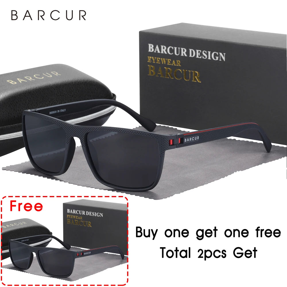 BARCUR Design TR90 Sunglasses Men Polarized Light Weight Sports Sun Glasses Women Eyewear Accessory Oculos UVAB Protection Mary's For You