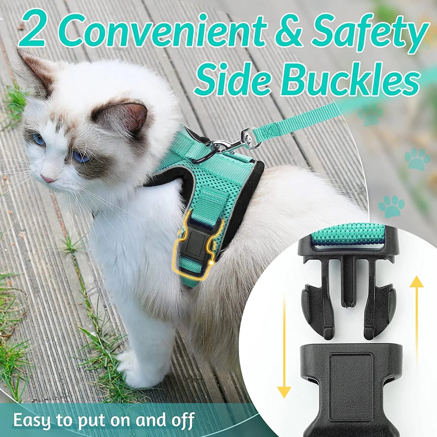 ✨ EasyControl Cat Harness – Soft Adjustable Escape-Proof Walking Vest with Leash Mary's For You