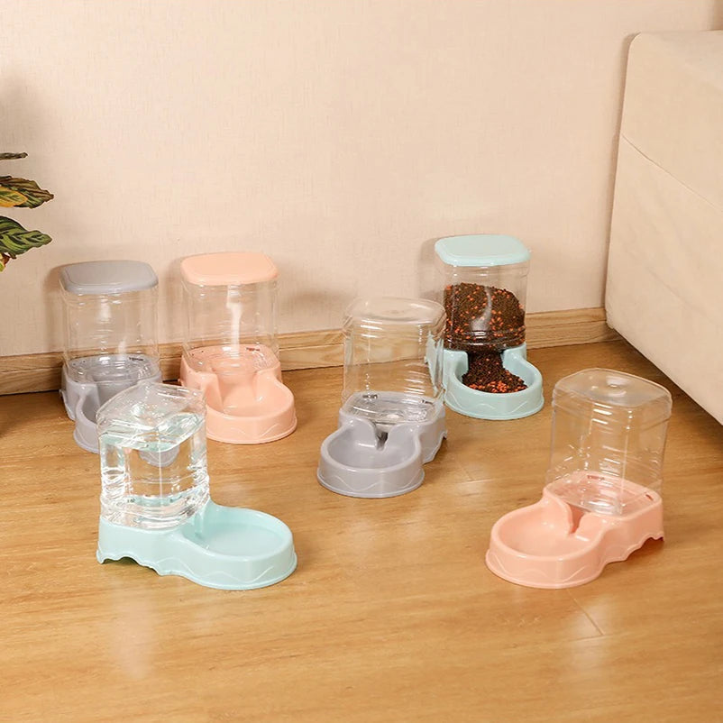 Pet automatic feeder cat drinking water bowl cat bowl dog bowl 3.8L large capacity combination grain storage barrel pet supplies Mary's For You