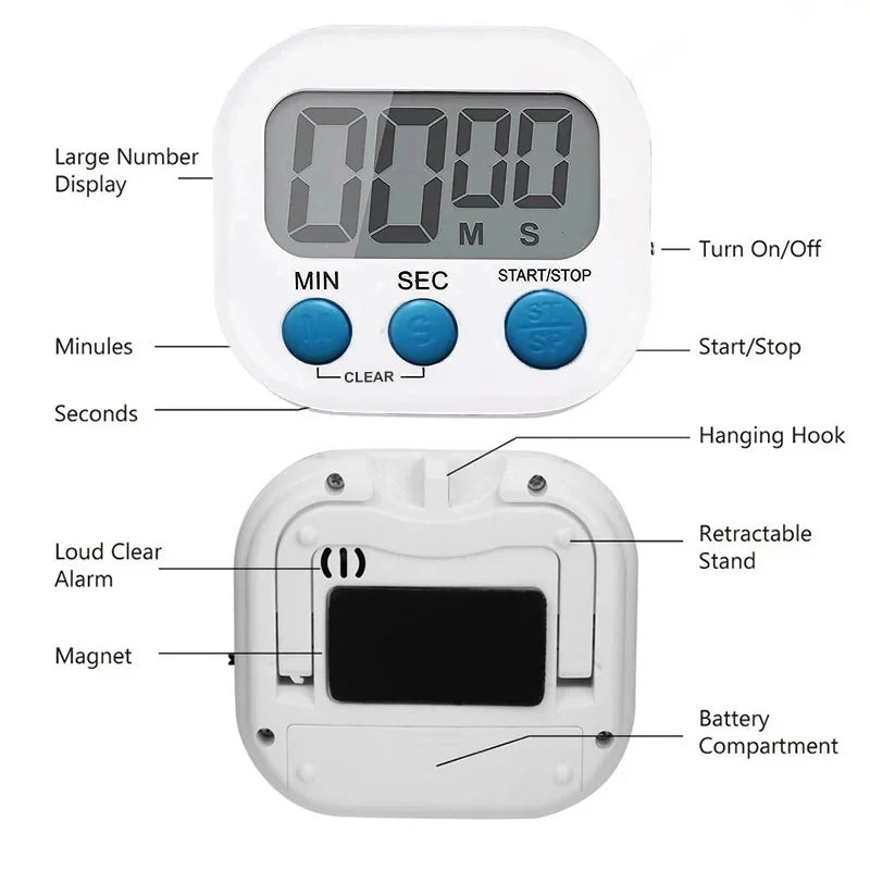 ✨ StoneGo Digital Kitchen Timer – Large LCD with Loud Alarm & Magnetic Back Mary's For You