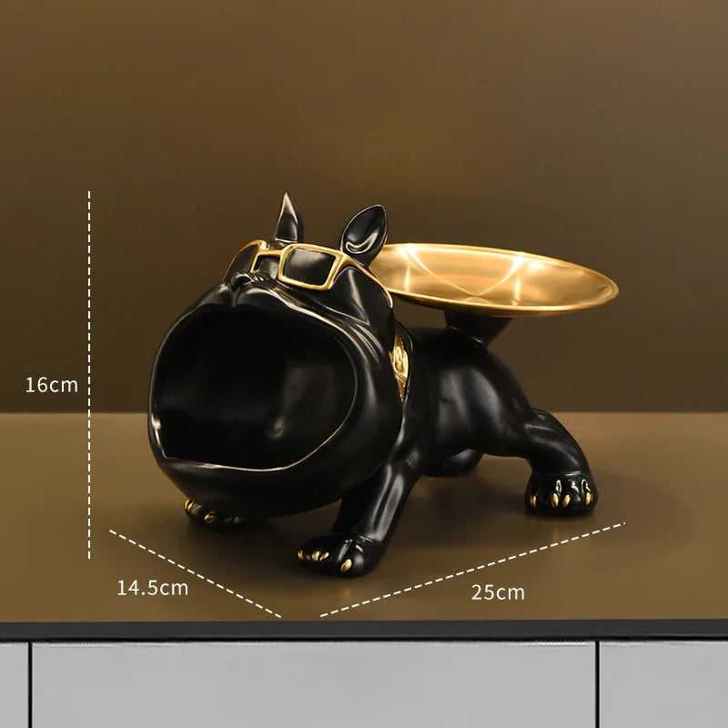 💎 Bulldog Resin Statue – Elegant Dog Sculpture & Storage Tray Mary's For You