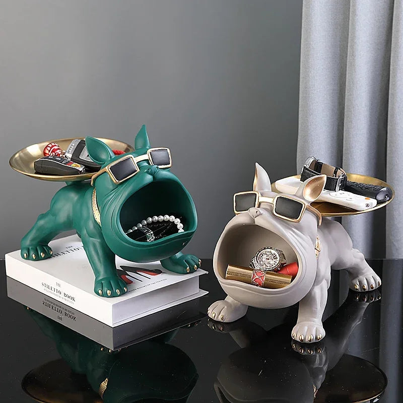 💎 Bulldog Resin Statue – Elegant Dog Sculpture & Storage Tray Mary's For You