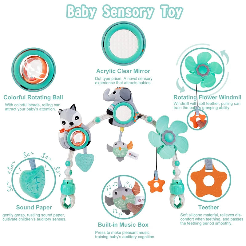 💎🔥✨ Musical Baby Arch Toy Foldable Sensory Fun for Stroller, Crib & Travel Mary's For You