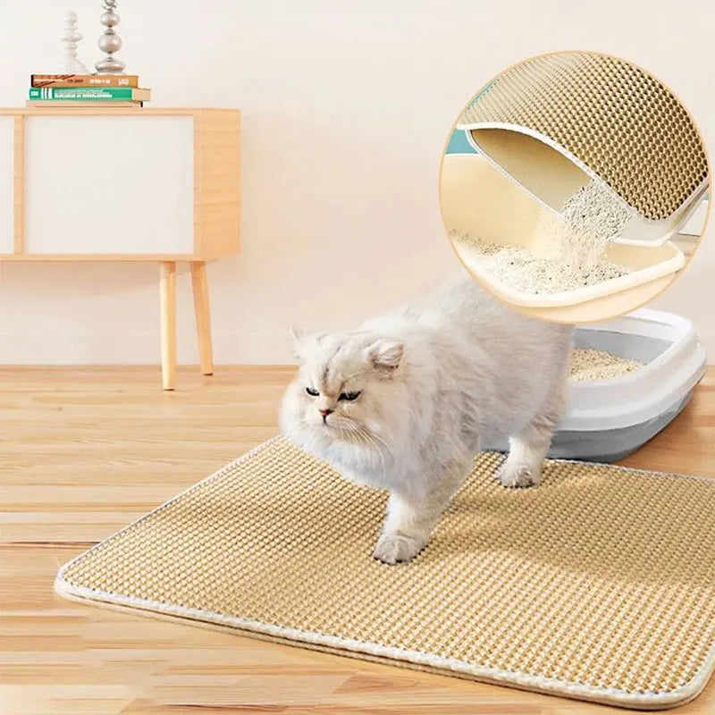 Pet Cat Litter Mat Waterproof Double Layer Cat Litter Trapping Pet Litter Box Mat Clean Pad Products For Cats Accessories Mary's For You