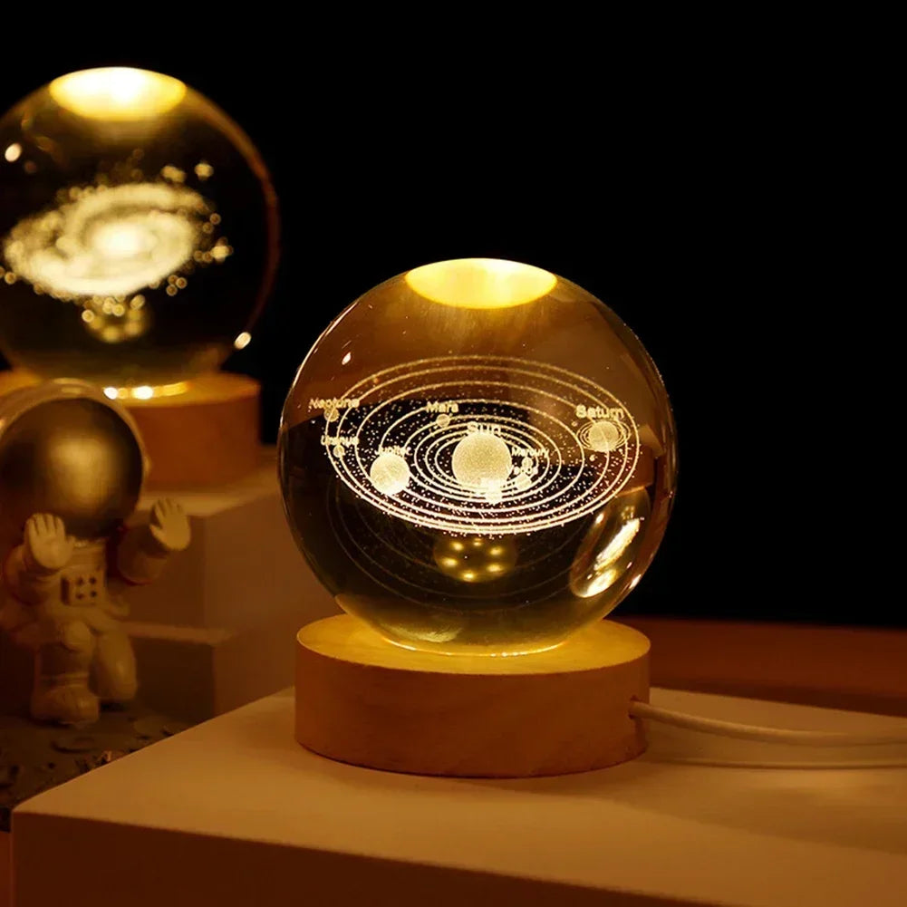 ✨ 3D Galaxy Crystal Lamp 🌌 USB Night Light with Planet Projections Mary's For You
