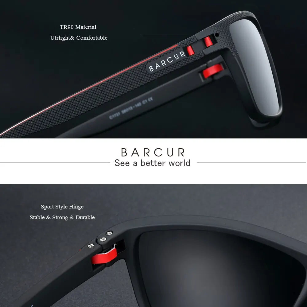 BARCUR Design TR90 Sunglasses Men Polarized Light Weight Sports Sun Glasses Women Eyewear Accessory Oculos UVAB Protection Mary's For You