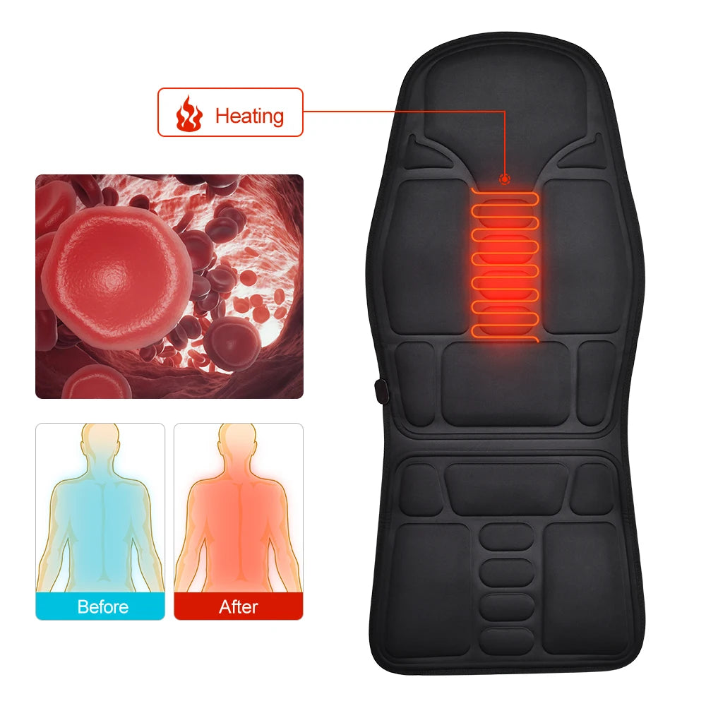 🔥💺 VibraHeat Massage Pad Lumbar & Shoulder Relief for Car & Office 💫 Mary's For You
