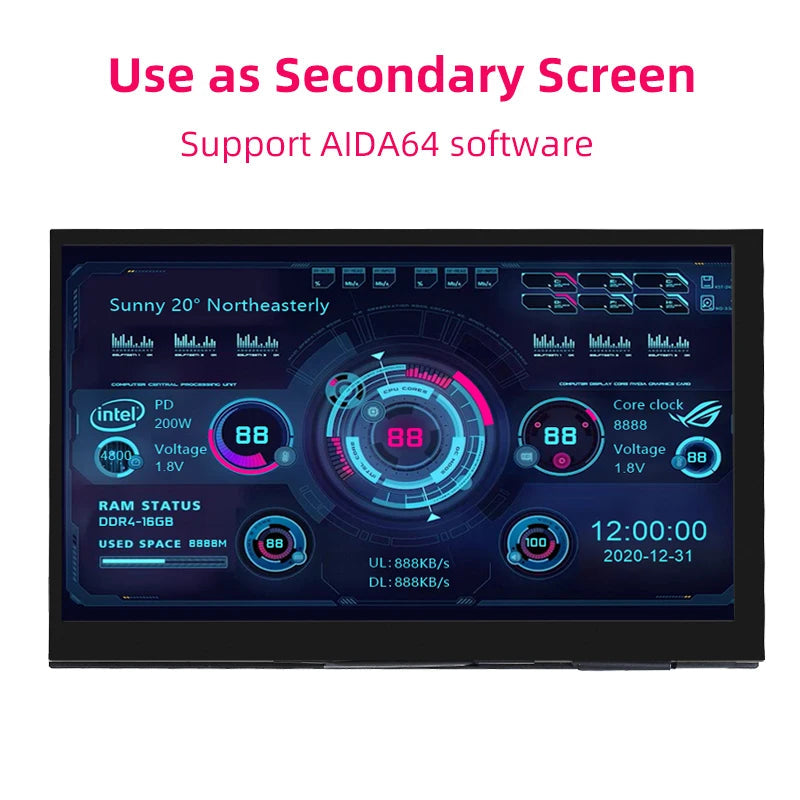 7 Inch Portable Display IPS LCD Capacitive Touch Screen 1024x600 Monitor Optional Speakers for Raspberry Pi 5 4B 3B+ Laptop PC Mary's For You