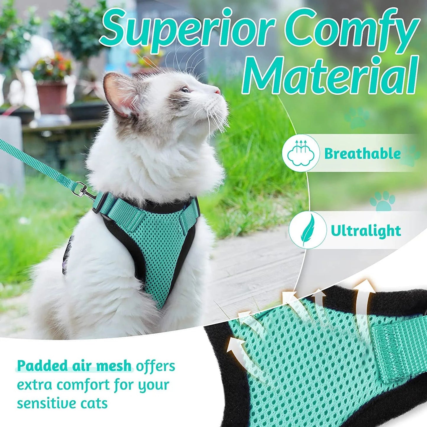 ✨ EasyControl Cat Harness – Soft Adjustable Escape-Proof Walking Vest with Leash Mary's For You