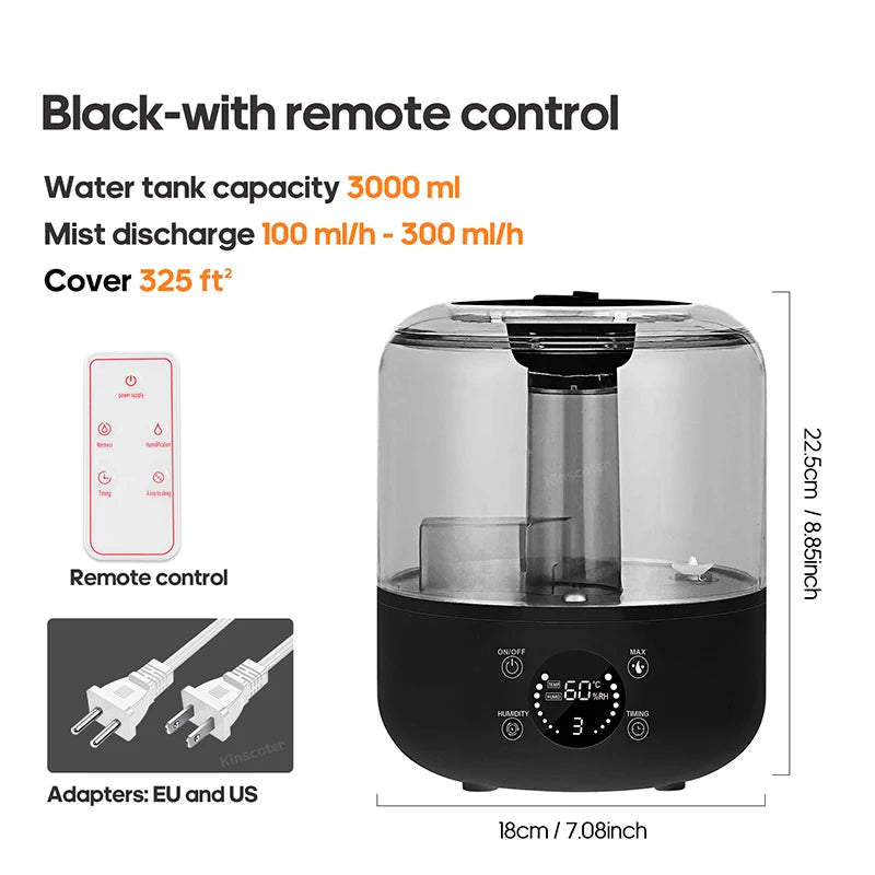 ✨ KINSCOTER 3L Humidifier 🌿 Large-Capacity Mist & Aroma Diffuser with Remote Mary's For You