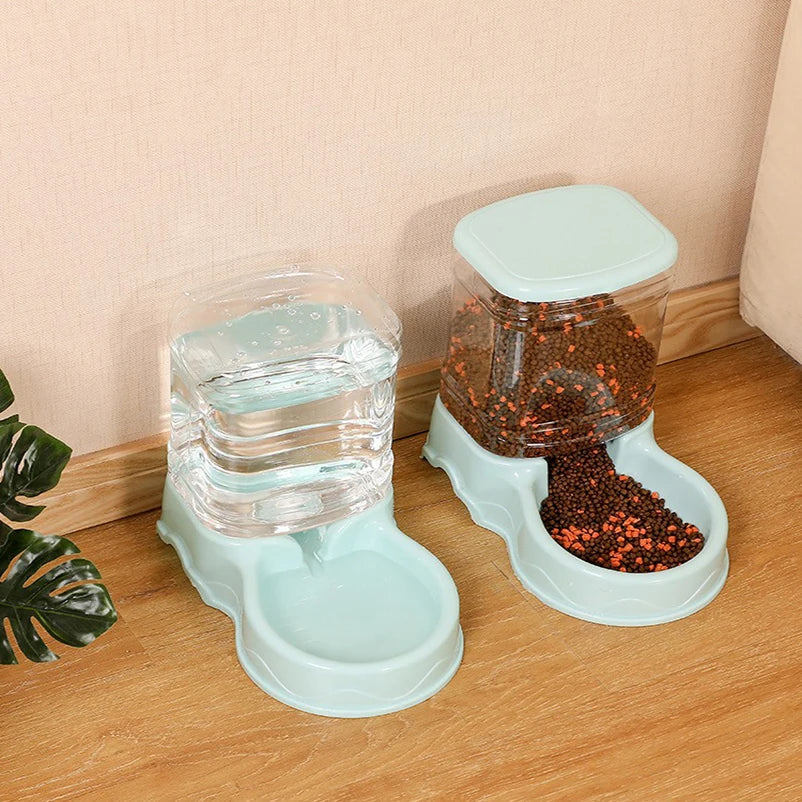 Pet automatic feeder cat drinking water bowl cat bowl dog bowl 3.8L large capacity combination grain storage barrel pet supplies Mary's For You
