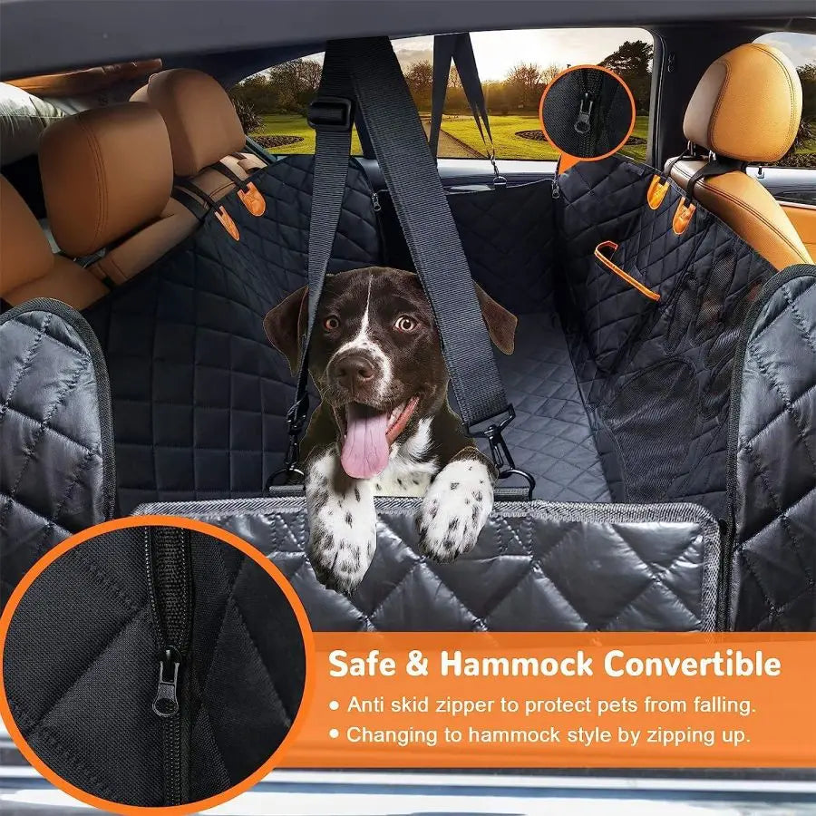 Dog Car Seat Cover for Back Seat, 100% Waterproof Dog Car Hammock with Visual Mesh Window and Side Zipper Car Seat & Door Protec Mary's For You
