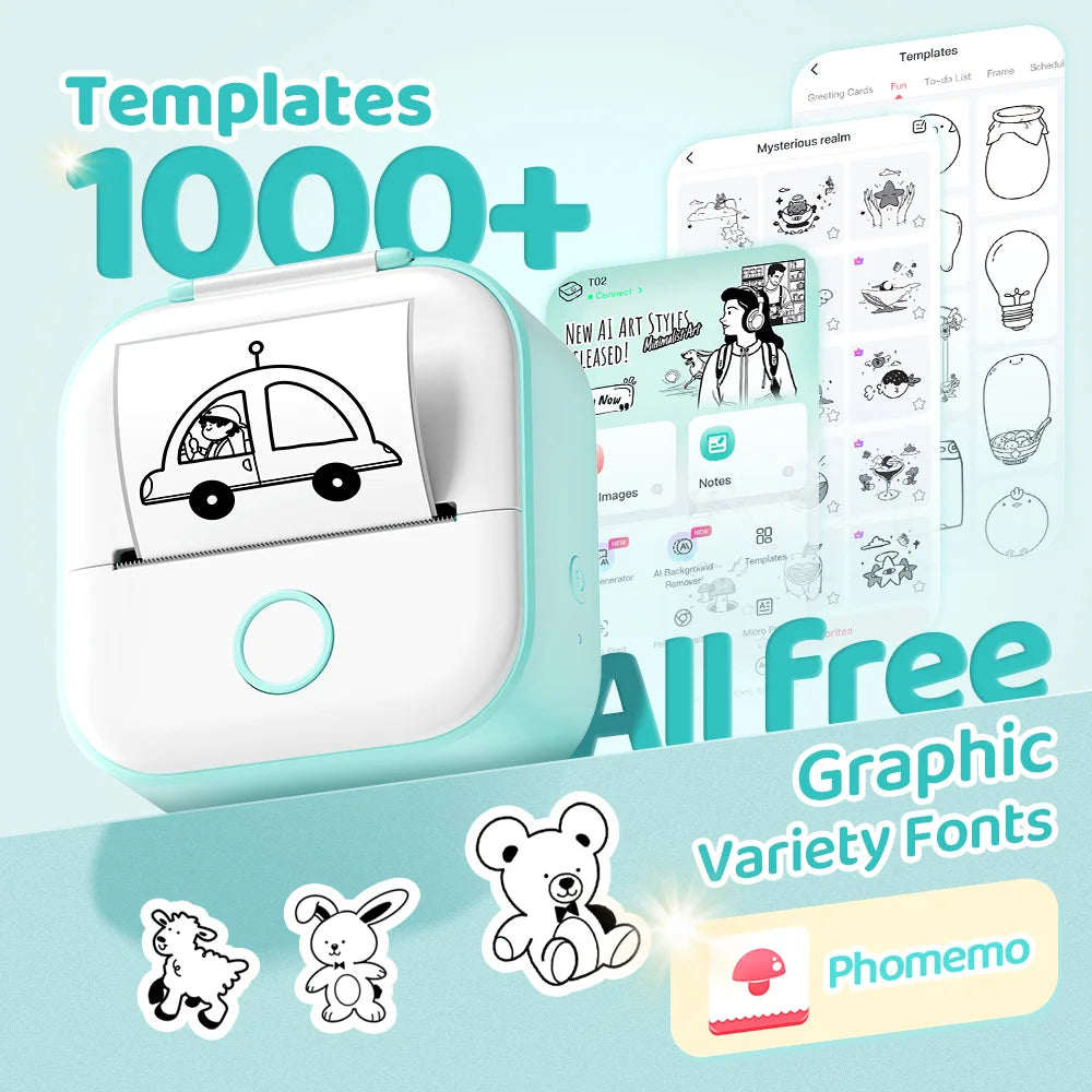 🖨️ PrintiePocket T02 – Wireless Mini Sticker Printer for Journals, DIY & Student Gifts Mary's For You