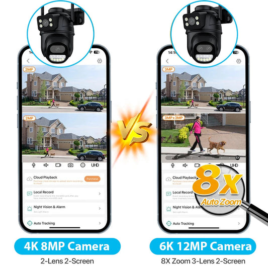 💎 6K Dual Lens PTZ Cam 12MP CCTV with 8X Zoom & Dual View 💫 Mary's For You